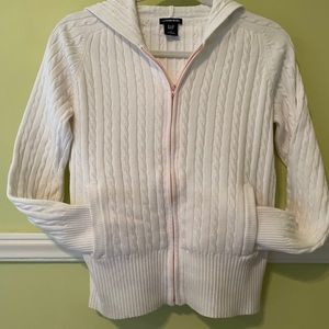 Gap white zipper hooded sweater S